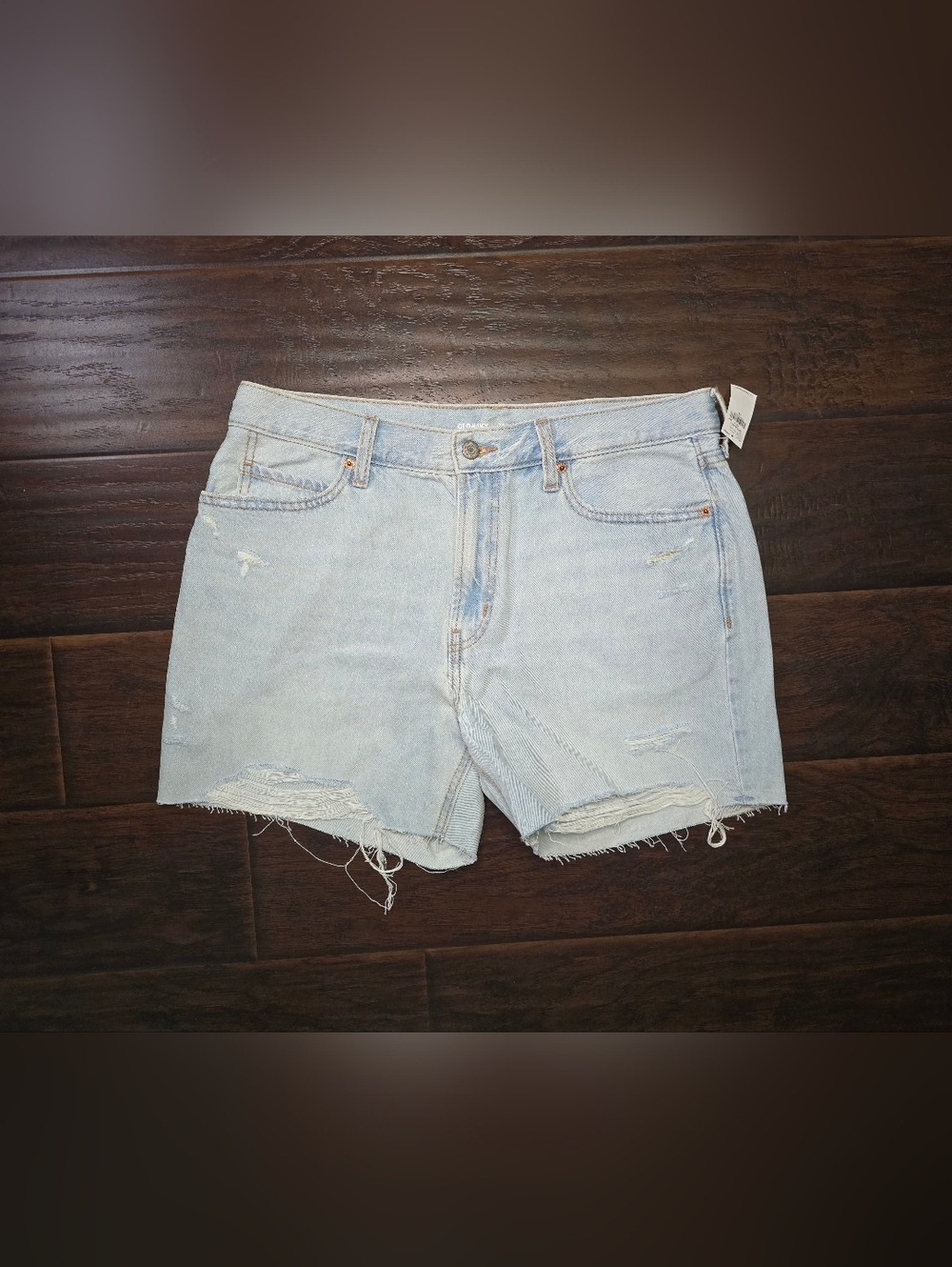 NWT Old Navy Womens High-Rise Slouchy Straight Light Blue Denim Shorts 12